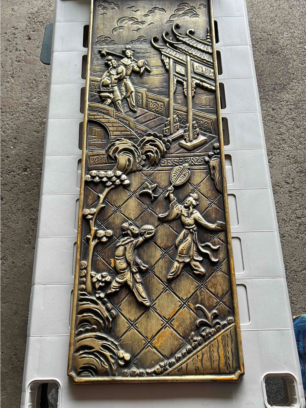 Decorative Bronze-Tone Chinese Relief Wall Panel - Home Wall Decor